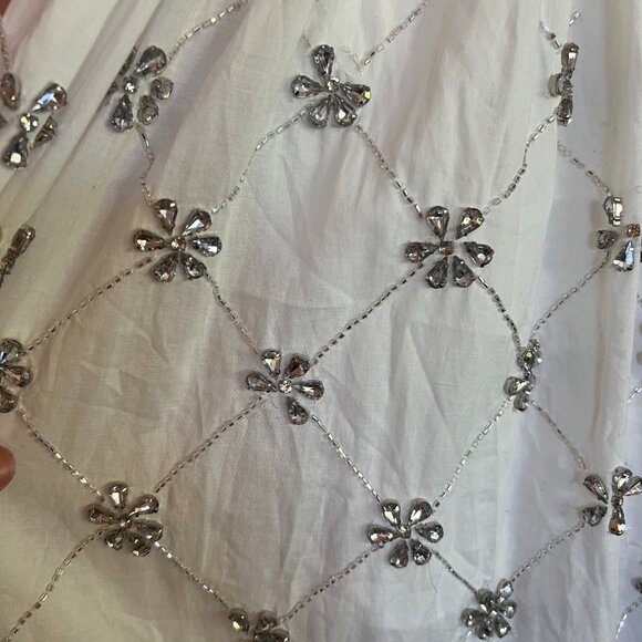 RHODE Lina Dress in White Cotton + Crystals SAMPLE - Picture 9 of 10